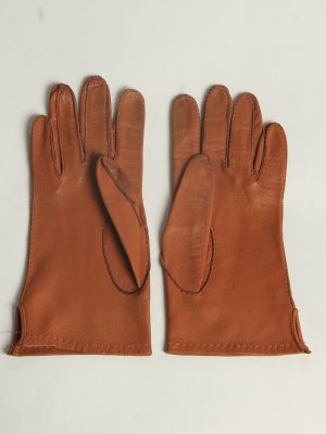 Leather Gloves Womens Vintage Size L Mustard -G616-156686