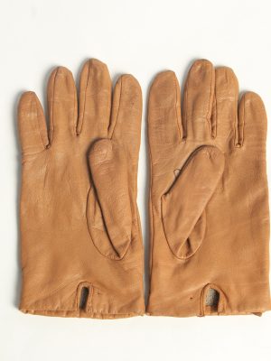 Leather Gloves Womens Vintage Size M Coffee -G617-156690