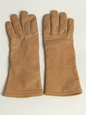 Leather Gloves Womens Vintage Size L Coffee -G618-0