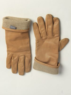 Leather Gloves Womens Vintage Size L Coffee -G618-156693