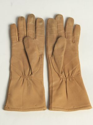 Leather Gloves Womens Vintage Size L Coffee -G618-156694