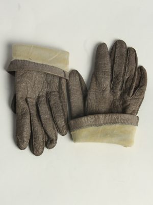 Leather Gloves Womens Vintage Size L Grey -G622-156961
