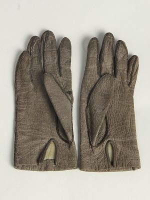 Leather Gloves Womens Vintage Size L Grey -G622-156799