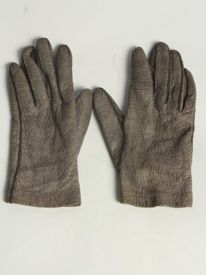 Leather Gloves Womens Vintage Size L Grey -G622-0