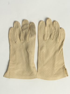Leather Gloves Womens Vintage Size M Beige -G633-0