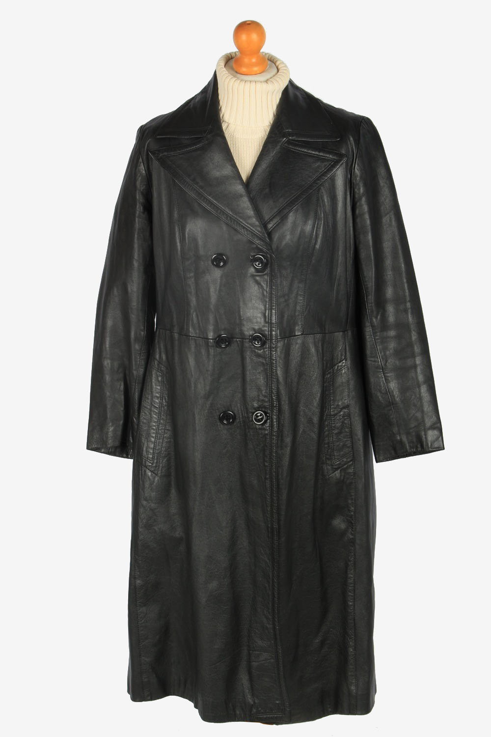 Womens Leather Jacket Overcoats Vintage Size L Black C2380 – Pepper ...