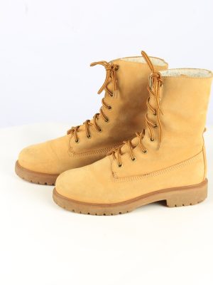Lace Up Leather Boot Vintage Womens 38 Camel -Shoes_842-155223