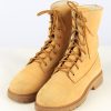 Lace Up Leather Boot Vintage Womens 38 Camel -Shoes_842-0