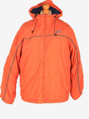 Mens Puma Puffer Hooded Jacket Vintage Size M Orange C2517-0