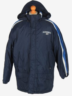 Mens Reebok Puffer Jacket Vintage Size L Navy C2433-0