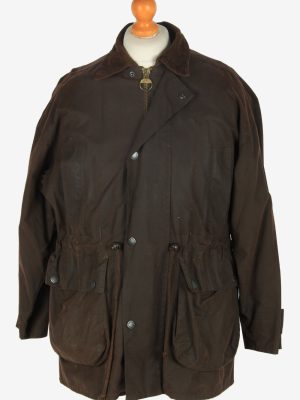 Mens Classic Waxed Jacket Vintage Size S Dark Brown C2392-0