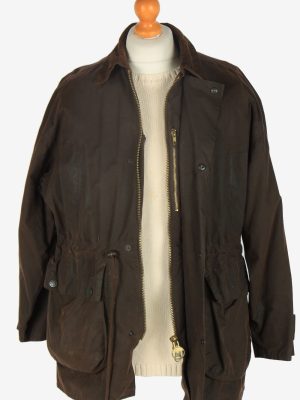 Mens Classic Waxed Jacket Vintage Size S Dark Brown C2392-157323