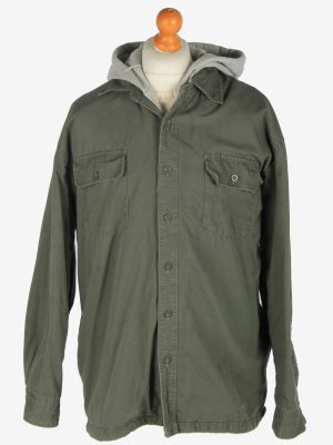 Mens Cold Storage Hooded Shirt Jacket Vintage Size L Green C2463-0