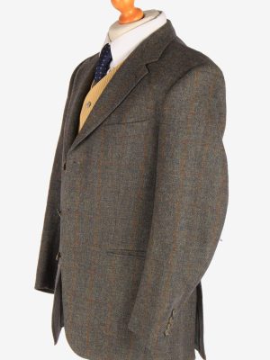 Burberry Tweed Mens Blazer Jacket Windowpane Country Size M Grey -HT2926-165483