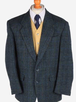 Harris Tweed Mens Blazer Jacket Windowpane Country Size L Dark Green -HT2994-0