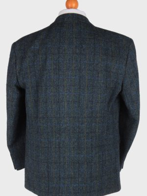 Harris Tweed Mens Blazer Jacket Windowpane Country Size L Dark Green -HT2994-165894