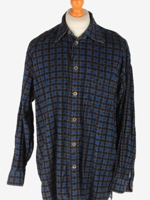 Corduroy Shirt Printed Long Sleeve Button Up Vintage Size M Navy SH4031-0