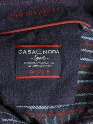 Mens Long Sleeves Striped Shirt Thick Cotton Vintage Size M Navy SH4040-163802