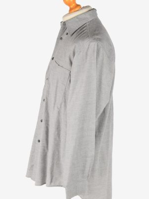 Mens Long Sleeves Flannel Shirt Plain Thick Cotton Vintage Size M Light Grey SH4053-163852