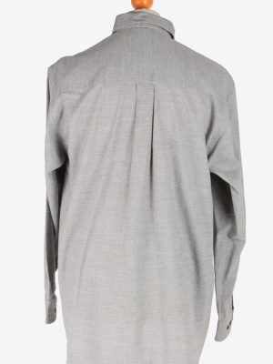 Mens Long Sleeves Flannel Shirt Plain Thick Cotton Vintage Size M Light Grey SH4053-164093