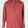 Mens Long Sleeves Flannel Shirt Caton Full Zip Vintage Size L Rose SH4061-0