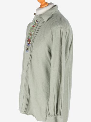 Cotton Shirt Long Sleeve Button Up Vintage Size L Green SH4071-163924