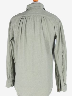 Cotton Shirt Long Sleeve Button Up Vintage Size L Green SH4071-163925