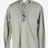 Cotton Shirt Long Sleeve Button Up Vintage Size L Green SH4071-0