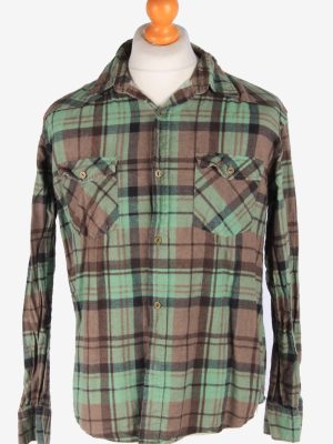 Flannel Shirt Men's Long Sleeves Button Up Vintage Size L Multi SH4144-0