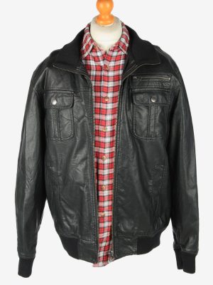 Leather Jacket Men's Zip Up Vintage Size XL Black C2769-159909