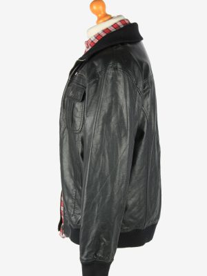 Leather Jacket Men's Zip Up Vintage Size XL Black C2769-159910