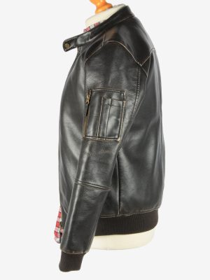 Zara Leather Jacket Men's Bomber Motorbiker Vintage Size S Dark Brown C2786-160011