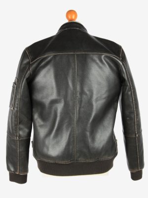 Zara Leather Jacket Men's Bomber Motorbiker Vintage Size S Dark Brown C2786-160012