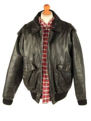 Men's U.S Force Leather Motorbike Jacket Vintage Size XXL Black C2722-159627