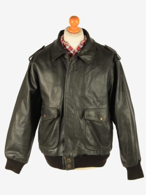 Men's Leather Motorcycle Biker Jacket Vintage Size XL Black C2723-0