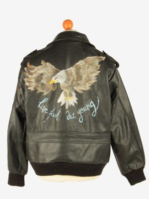 Men's Leather Motorcycle Biker Jacket Vintage Size XL Black C2723-159635