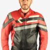 Men's Leather Motorcycle Jacket Race Biker Vintage Size S Multi C2741-0