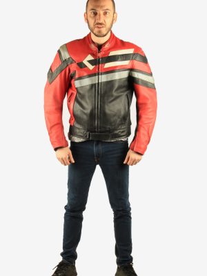 Men's Leather Motorcycle Jacket Race Biker Vintage Size S Multi C2741-159741