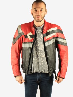 Men's Leather Motorcycle Jacket Race Biker Vintage Size S Multi C2741-159742