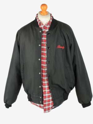 USA College Mens Bomber jacket Vintage Size L Black C2813-160185