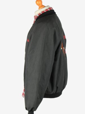 USA College Mens Bomber jacket Vintage Size L Black C2813-160186