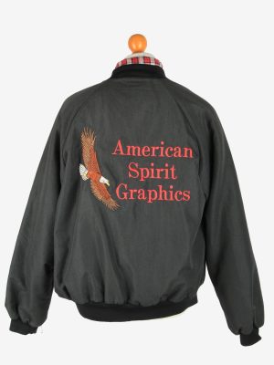 USA College Mens Bomber jacket Vintage Size L Black C2813-160187