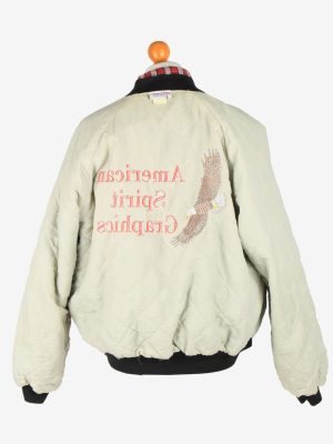 USA College Mens Bomber jacket Vintage Size L Black C2813-160188