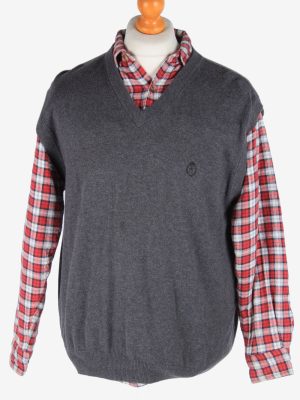 Chaps Men's Jumper Gilet Tank Top Vintage Size L Dark Grey -IL2577-0