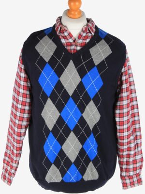 Chaps Men's Jumper Gilet Tank Top Vintage Size L Navy -IL2579-0