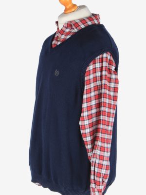 Chaps Men's Jumper Gilet Tank Top Vintage Size L Navy -IL2581-164265