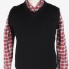 Sleeveless Jumper V Neck Cardigan Waiscoat Vintage Size M Black -IL2586-0