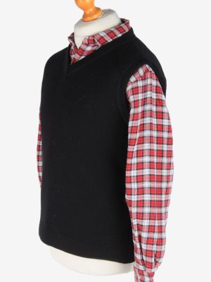 Sleeveless Jumper V Neck Cardigan Waiscoat Vintage Size M Black -IL2586-164285