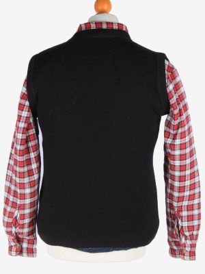 Sleeveless Jumper V Neck Cardigan Waiscoat Vintage Size M Black -IL2586-164286