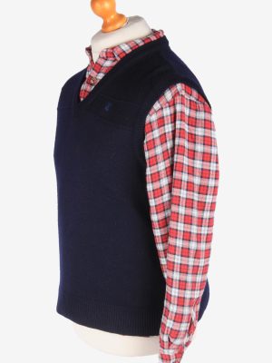 Sleeveless Jumper V Neck Cardigan Waiscoat Vintage Size S Navy -IL2592-164309